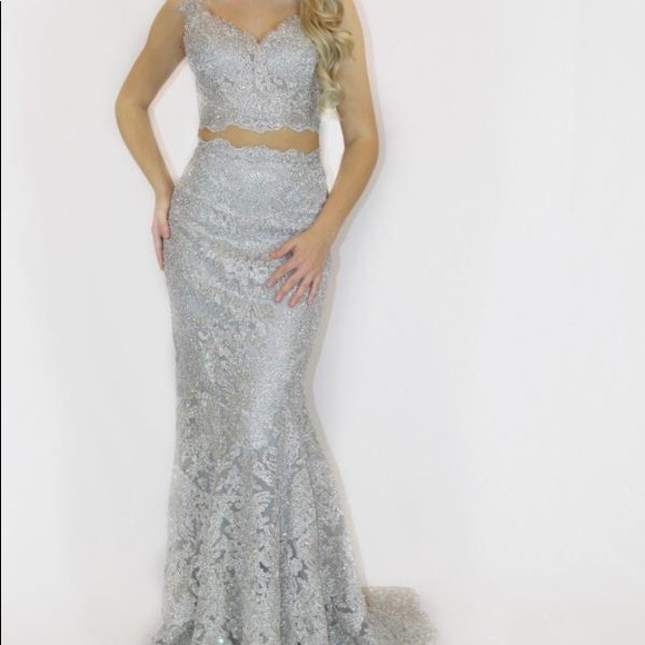 Sherri Hill style 51192 silver - Picture 3 of 4